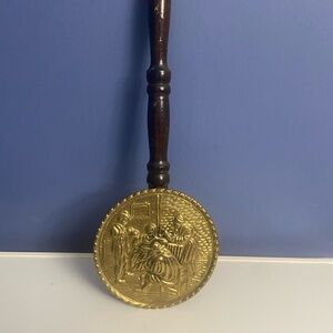 Vintage Brass Wall Pocket Brass Match
Holder with Pub Scene Decorative Wall